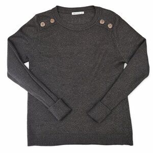 Pink Clover Women’s Small Charcoal Knit Sweater Button Shoulder Crewneck
